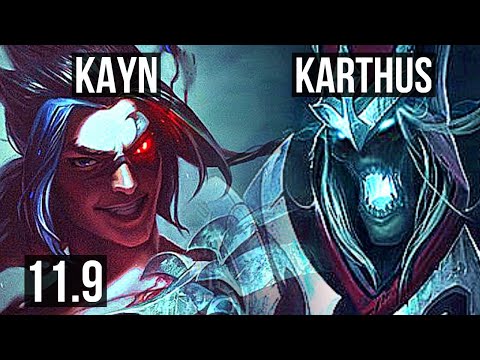 KAYN vs KARTHUS (JUNGLE) | 9/0/2, 1.9M mastery, 1200+ games, Legendary | EUW Grandmaster | v11.9