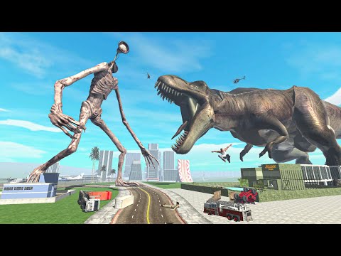Siren Head vs Super Giant Black Dinasaur in Indian Bikes Driving 3D