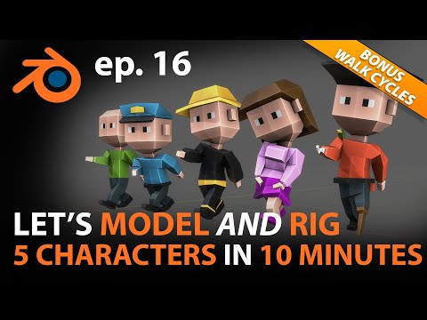 Let's MODEL and RIG 5 characters in 10 MINUTES in Blender 2.82 - ep. 16