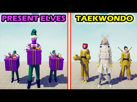 PRESENT ELF TEAM vs TAEKWONDO TEAM - Totally Accurate Battle Simulator | TABS