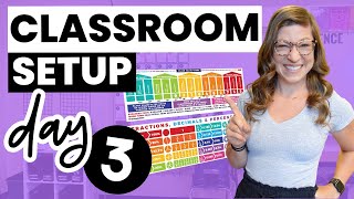 Classroom Setup Day 3 VLOG | Organizing Cabinets, Bulletin Boards, & Student Supplies