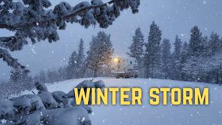 Cozy Winter Storm In A SNOWY Forest Living In A Truck Camper