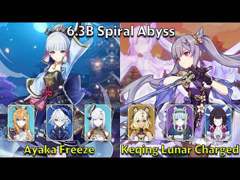 C0 Ayaka Freeze & C5 Keqing Lunar Charged - Genshin Impact 6.3-6.4 Spiral Abyss Full Clear