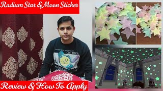 Radium Moon &amp; Stars For Room | Glow In The Dark Star Moon Stickers | Fluorescent Wall Stickers.