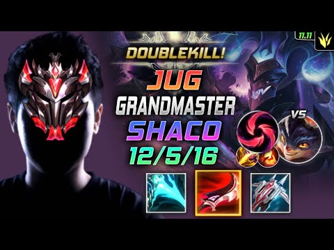 GrandMaster Shaco Jungle vs Rumble - 천상계 장인 정글 샤코 템트리 룬 정수 칼날비 シャコ Шако 恶魔小丑 薩科 - LOL KR 11.11
