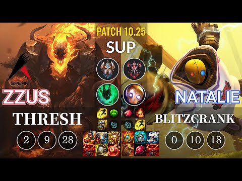 ASP Zzus Thresh vs Natalie Blitzcrank Sup - KR Patch 10.25