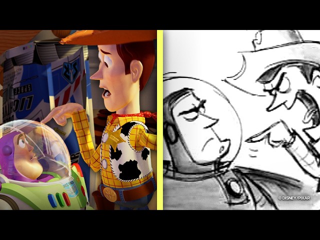 Toy Story Side by Side | "Falling with Style" Scene | Storyboards vs Film