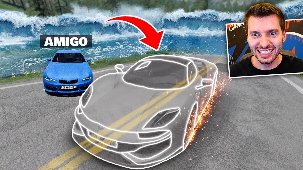 TROLLEI meu amigo com CARRO INVISÍVEL na Inundação (BeamNG Drive Multiplayer)
