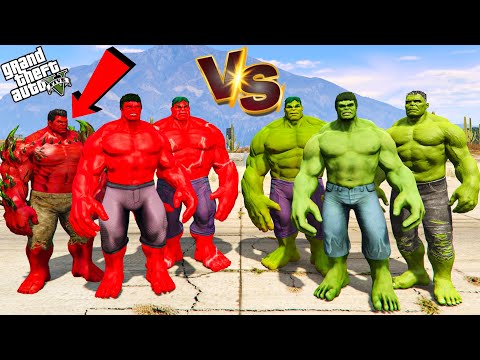 Green Hulk Gang Vs Red Hulk Gang Epic Battle In GTA 5