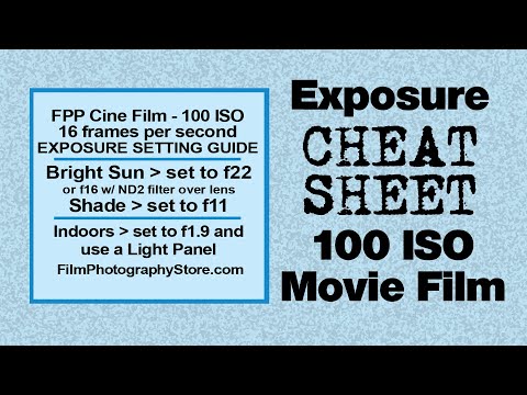 Exposure "Cheat Sheet" for 100 iso 8mm / 16mm Movie Film