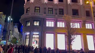 A Holiday in Madrid Spain.Night shopping in Calle Gran Vía street.