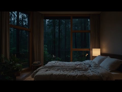 Rain Sounds Covers the Narrow Room Ambience - Lying in Bed and Listening to Rain Falling on Window
