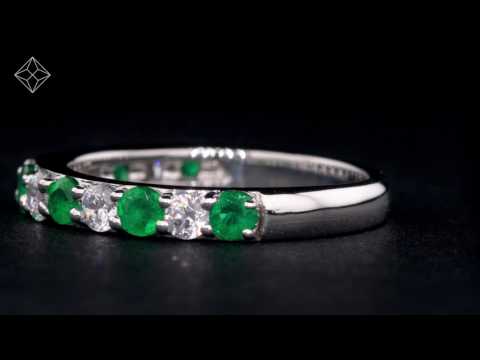 EMERALD AND 0.50CT DIAMOND ASTERIA ETERNITY RING 18K WHITE GOLD VERSION - FT85-GY
