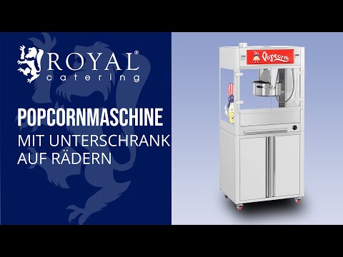 Video - Popcornmaschine - mit Unterschrank auf Rädern - Royal Catering - groß
