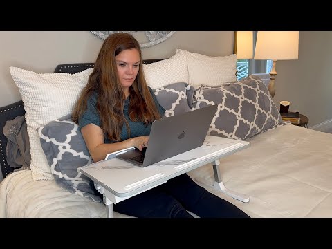 Laptop Stand for Bed, Potuopy Adjustable Bed Desk Table Tray