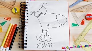 How to draw a Cartoon Dog - Easy step-by-step drawing lessons for kids