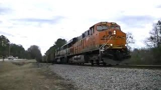 preview picture of video 'Norfolk Southern 737 NB BNSF Scherer Coal Train in Powder Springs,Ga 02-20-2014©'