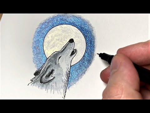 Dessiner un loup au clair de Lune super facilement !