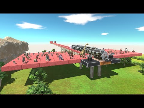 Thomas Train Throws Dinosaurs With Big Hammer To Destroy Tower - Animal Revolt Battle Simulator