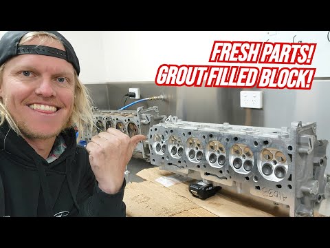 Grout Filling a Barra Block! New CNC head has arrived.