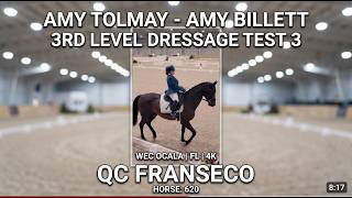 Amy Tolmay & QC Franseco | USEF Third Level Dressage Test 3 | WEC Ocala 4K