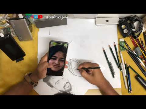 Portrait drawing of MUFEEDA THASNI / MUHAMMED SAFEER #Nikkah ceremony