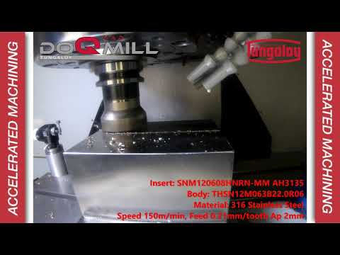 DoQuadMill from Tungaloy facing 316 stainless Dry