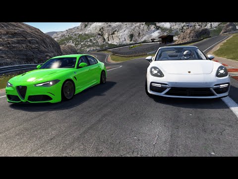 2016 Alfa Romeo Giulia Quadrifoglio 510hp vs 2018 Porsche Panamera Turbo 550hp at Camino Viejo