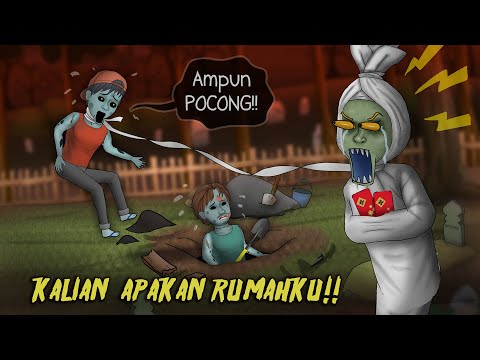 Gara2 Imlek, Rumah Pocong dihancurkan Zombie!  #HORORKOMEDI Kartun Hantu Lucu, Animasi Horror