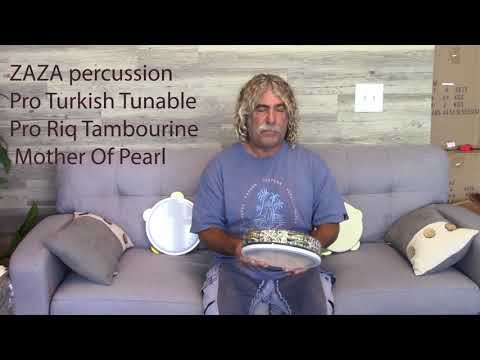 ZAZA percussion - Pro Turkish Tunable Pro Riq Tambourine Mother Of Pearl - Handmade
