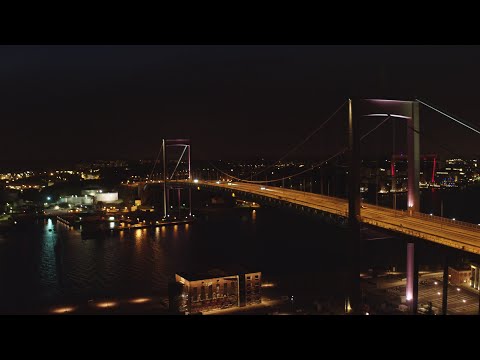 4474. Älsvsborgsbron (Älvsborg bridge) Drone Stock Footage Video