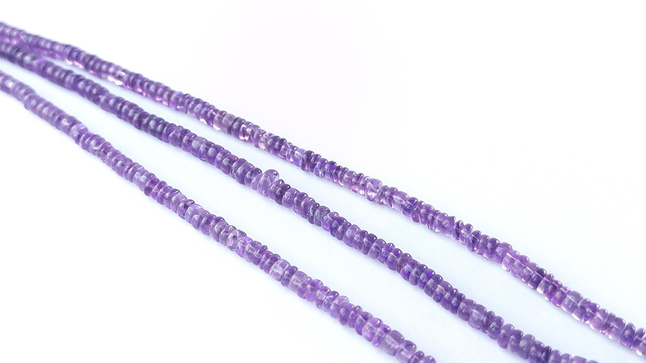 Amethyst | Smooth Wheels | Various 4-5mm Bead Size | 20cm Strand Length video