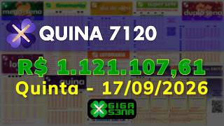 Resultado da Quina 7120, Quinta-feira, 17/09/2026
