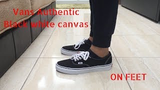 all black vans authentic on feet