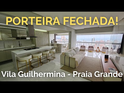 Gated community in Vila Guilhermina! Furnished 3-bedroom apartment in Praia Grande, SP