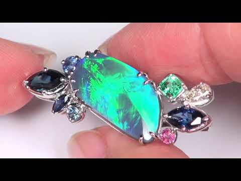 Solid Lightning Ridge Black Opal Pt900 Pendant KP151