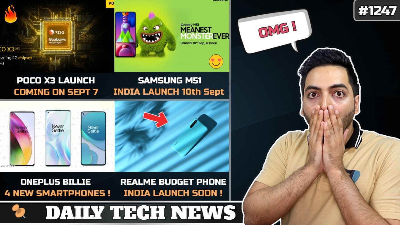 Oneplus Billie 2-2T-8-8T Budget Phones,POCO X3 Sept 7,Samsung M51 10th Sept,Moto One 5G,realme India
