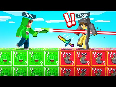JELLY vs. SLOGO Lucky Block Wall Battle! (Minecraft)
