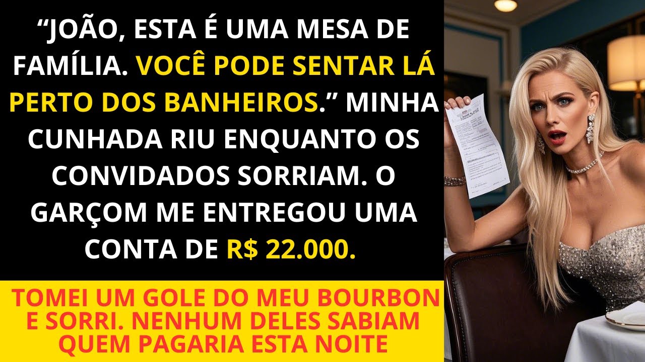 João, esta é uma mesa de família. Você pode sentar perto dos banheiros. Minha cunhada riu enquanto