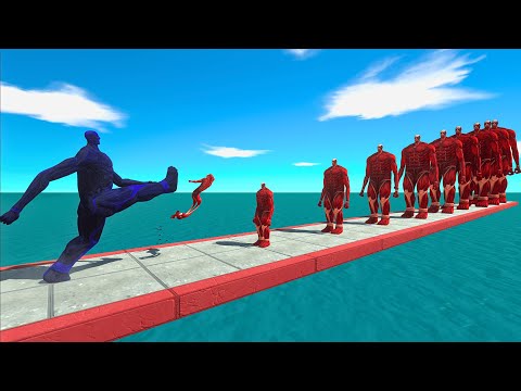 BLUE Creepy Monster VS 10 Levels of Colossal Titan - Kick Battle - Animal Revolt Battle Simulator