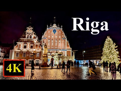 🇱🇻 Latvia: Riga Walking Tour. Winter Walk. 4k/60fps