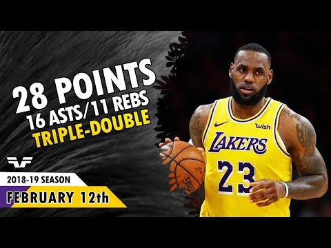 LeBron James Triple-Double - 2019.02.12 - Lakers vs Hawks - 28 Pts, 16 Asts, 11 Rebs