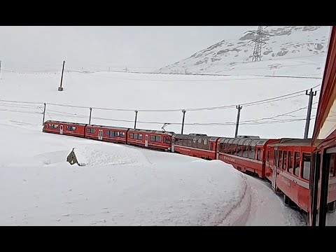 Swiss Trains: Across Bernina Pass - Northbound (GoPro vision)