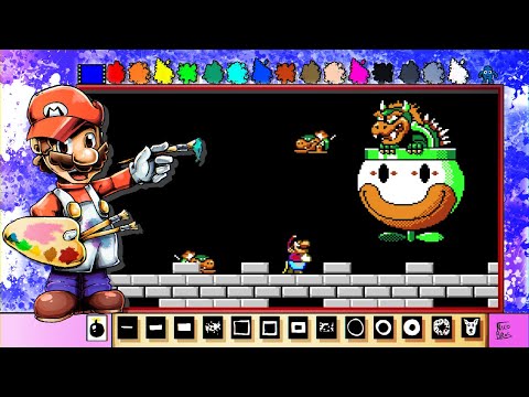 Mario Paint Creations - Super Mario World Pixel Art Scene