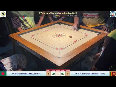 8th Carroms World Championship - Mens Doubles QF - Nishantha Fernando & Shaheed Vs Hemaet Molla & MD