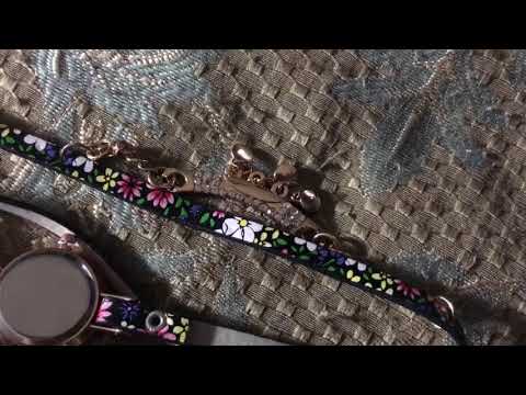 Floral Printed Rhinestone Studded Layered PU Leather Watch