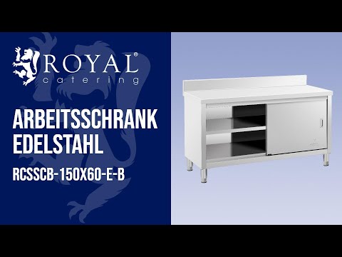 Video - Edelstahl-Arbeitsschrank - ECO - 150 x 60 cm - 500 kg - Aufkantung - Royal Catering