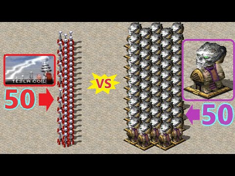 Tesla Coil vs Yuri Statue - Red Alert 2