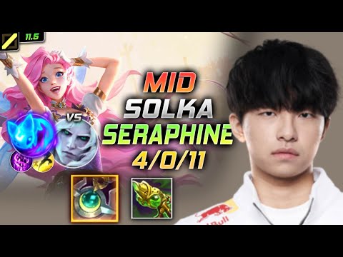 SOLKA Seraphine MID vs Viego - 솔카 미드 세라핀 템트리 룬 월석 콩콩이 セラフィーン Серафина 星籁歌姬 瑟菈紛 - LOL KR 11.5