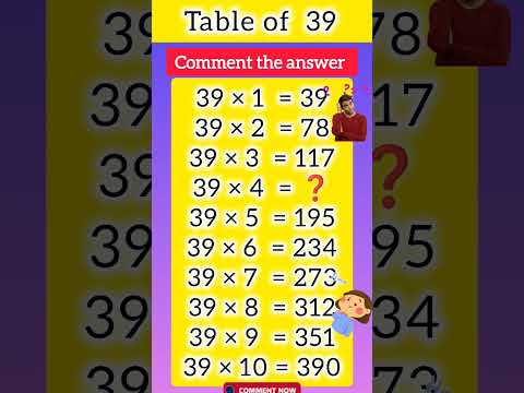 39 ka table|39 table|39 ka pahada|Table of 39|times table|#shorts#viral#math#tableof39